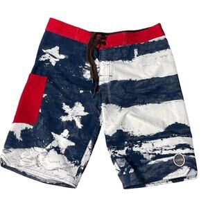 TAVIK Board Shorts Men's Size 30 Abstract American Flag Print Stars Stripes Swim